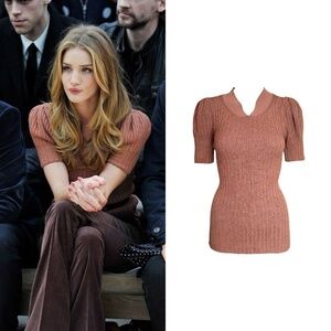 Puff Sleeve Bouclé Sweater As Seen On Rosie Huntington-Whiteley